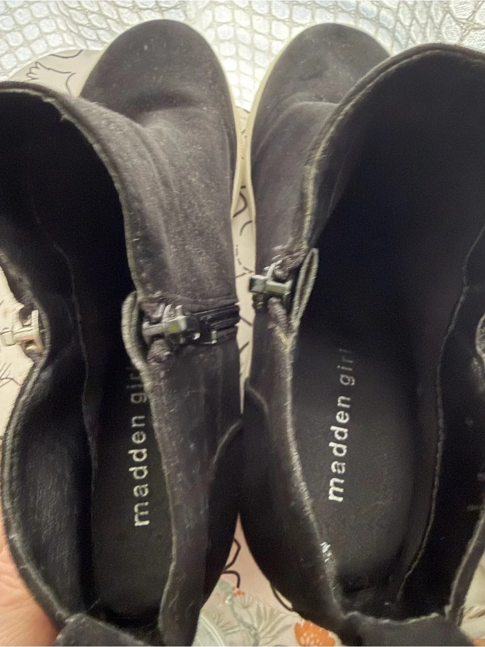 Madden Girl Black Suede Wedge Ankle Sneakers with Side Zipper